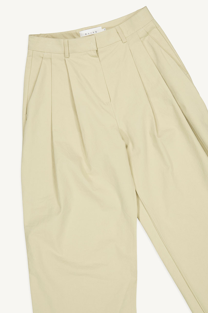 Rona Pintuck Wide Pants, Beige