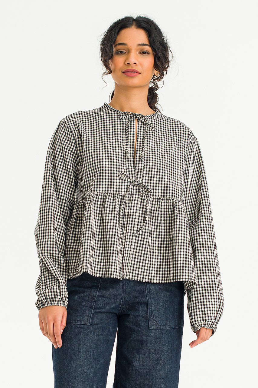 Takako Ribbon Blouse, Gingham