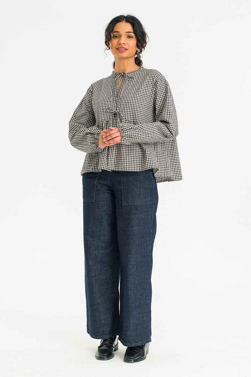 akiki アキキ ribbon one shoulder blouse pre order】 Ribbon One Shoulder Top/Black×White - akiki