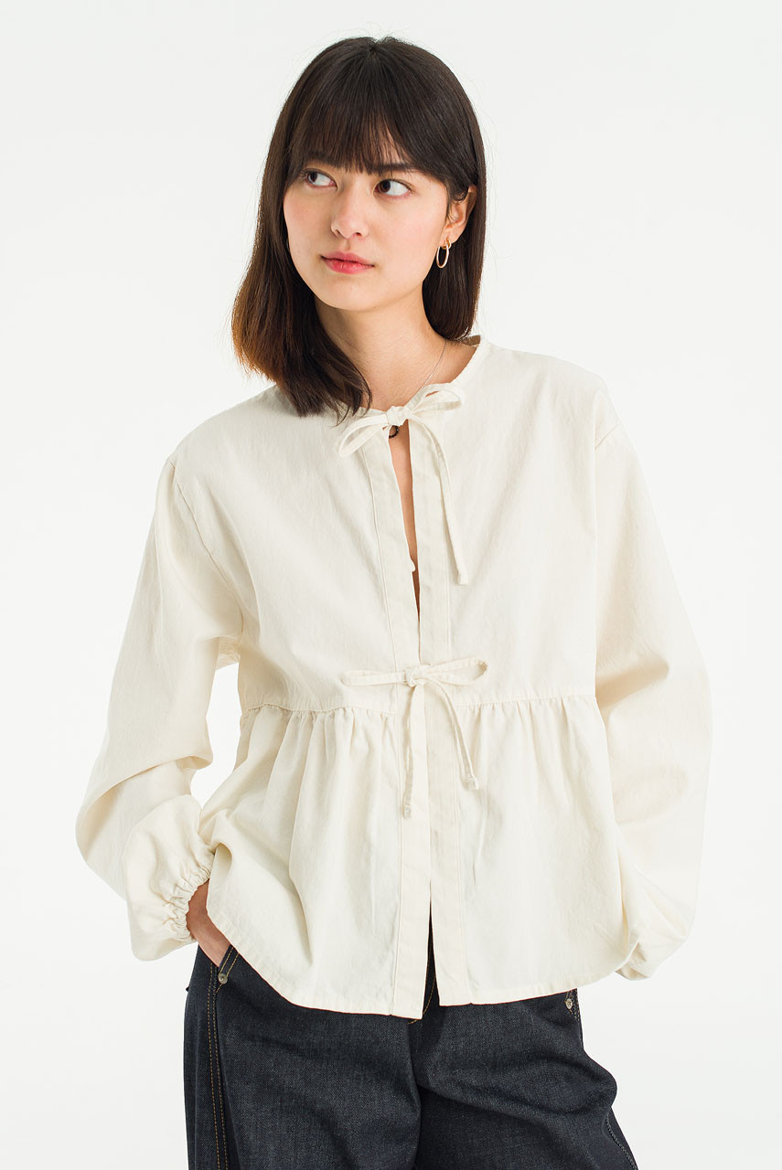 Takako Ribbon Blouse, Ivory