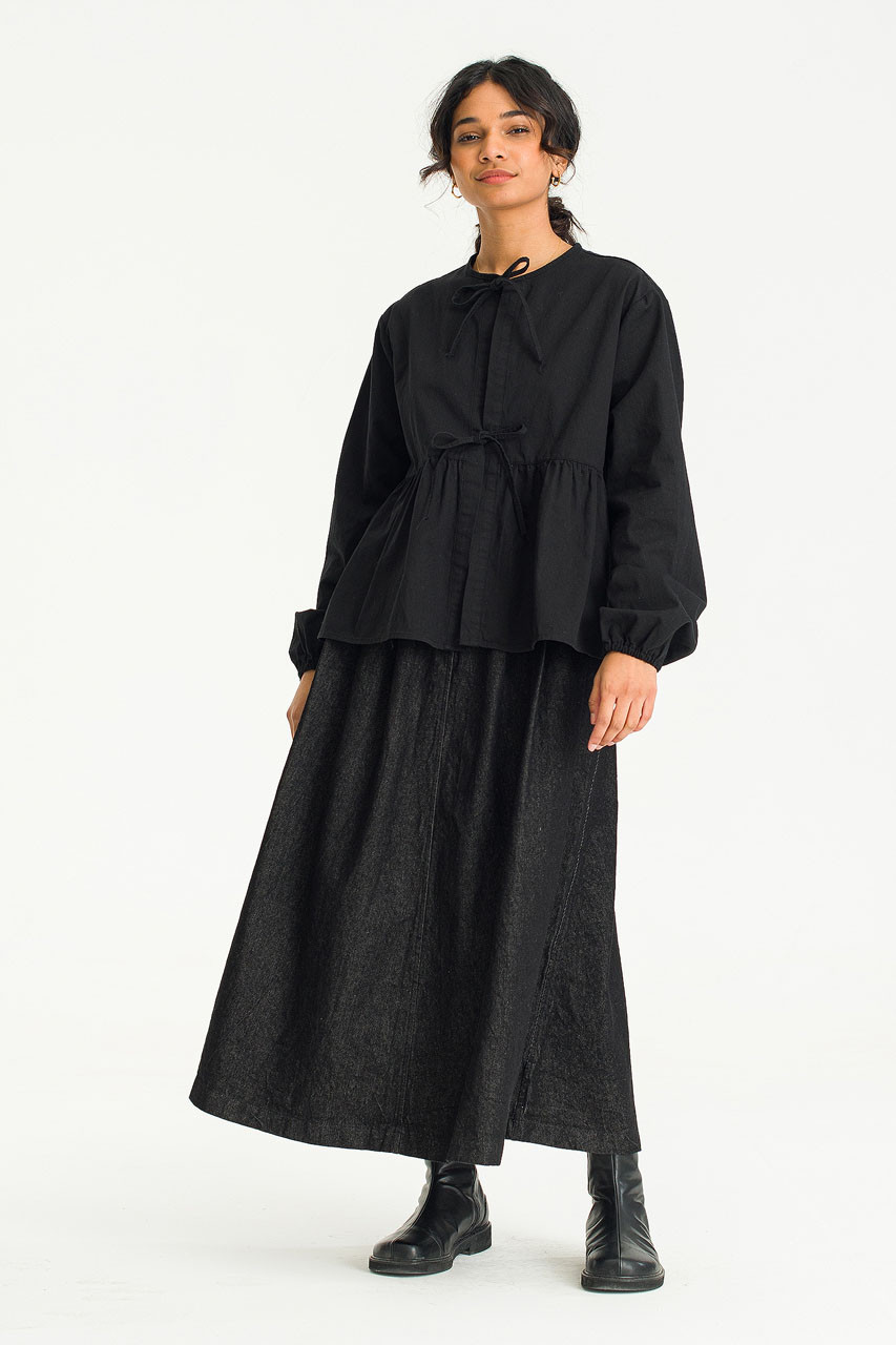 Takako Ribbon Blouse, Black