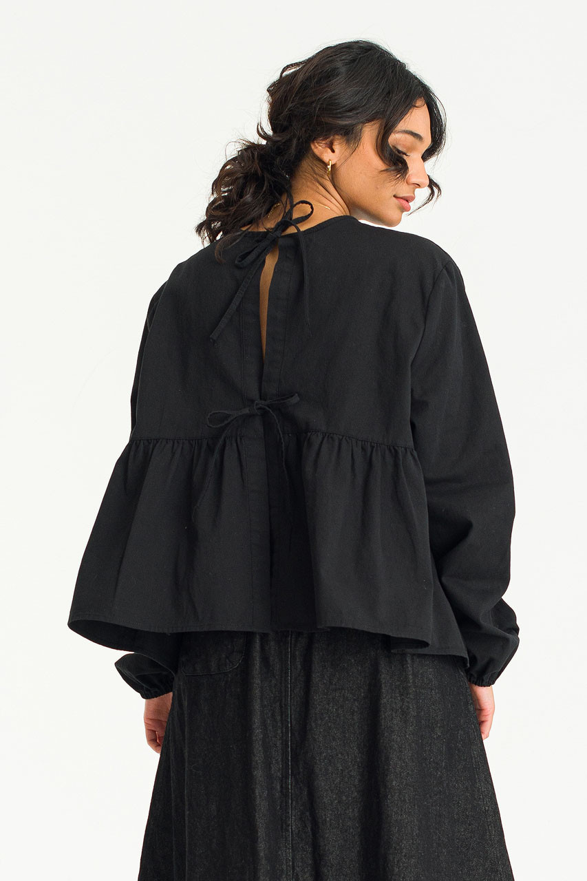 Takako Ribbon Blouse, Black