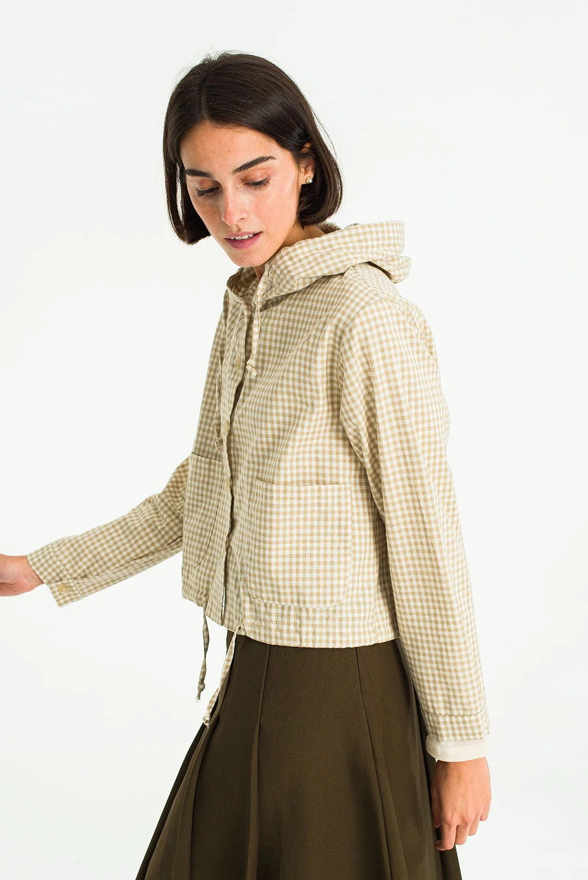Maple Gingham Hood, Beige