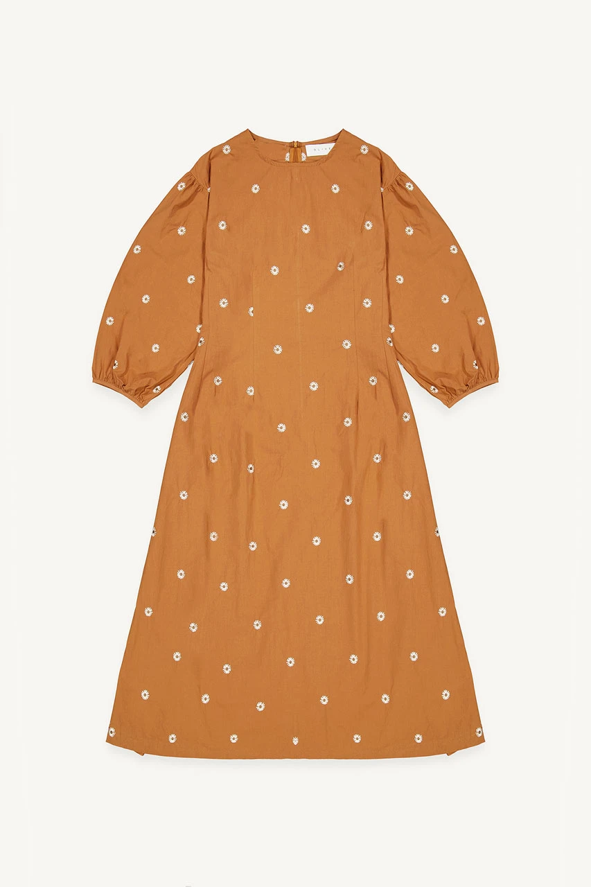 Laura Embroidery Dress, Brick