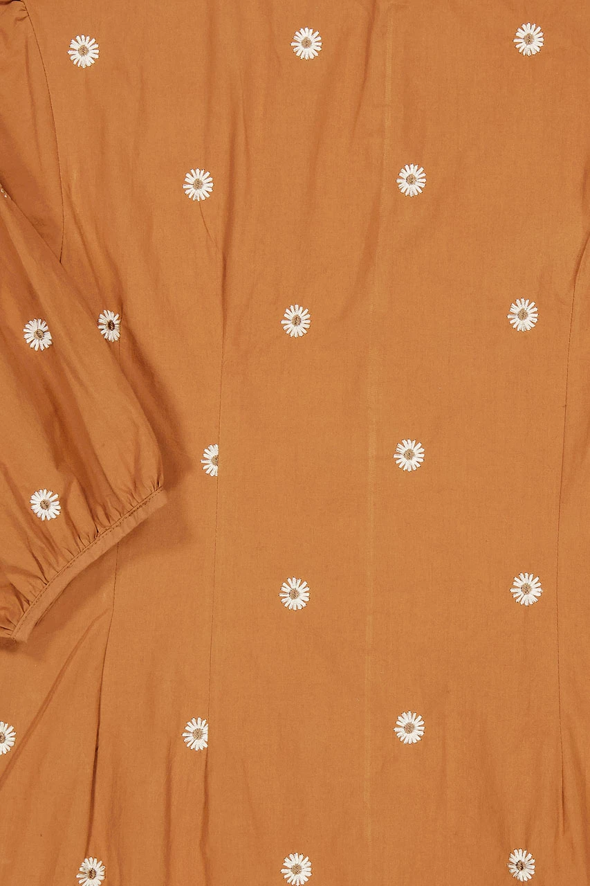 Laura Embroidery Dress, Brick