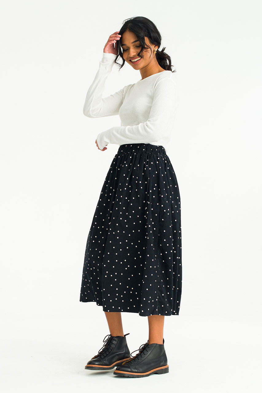Poppy Polka Dot Skirt, Black