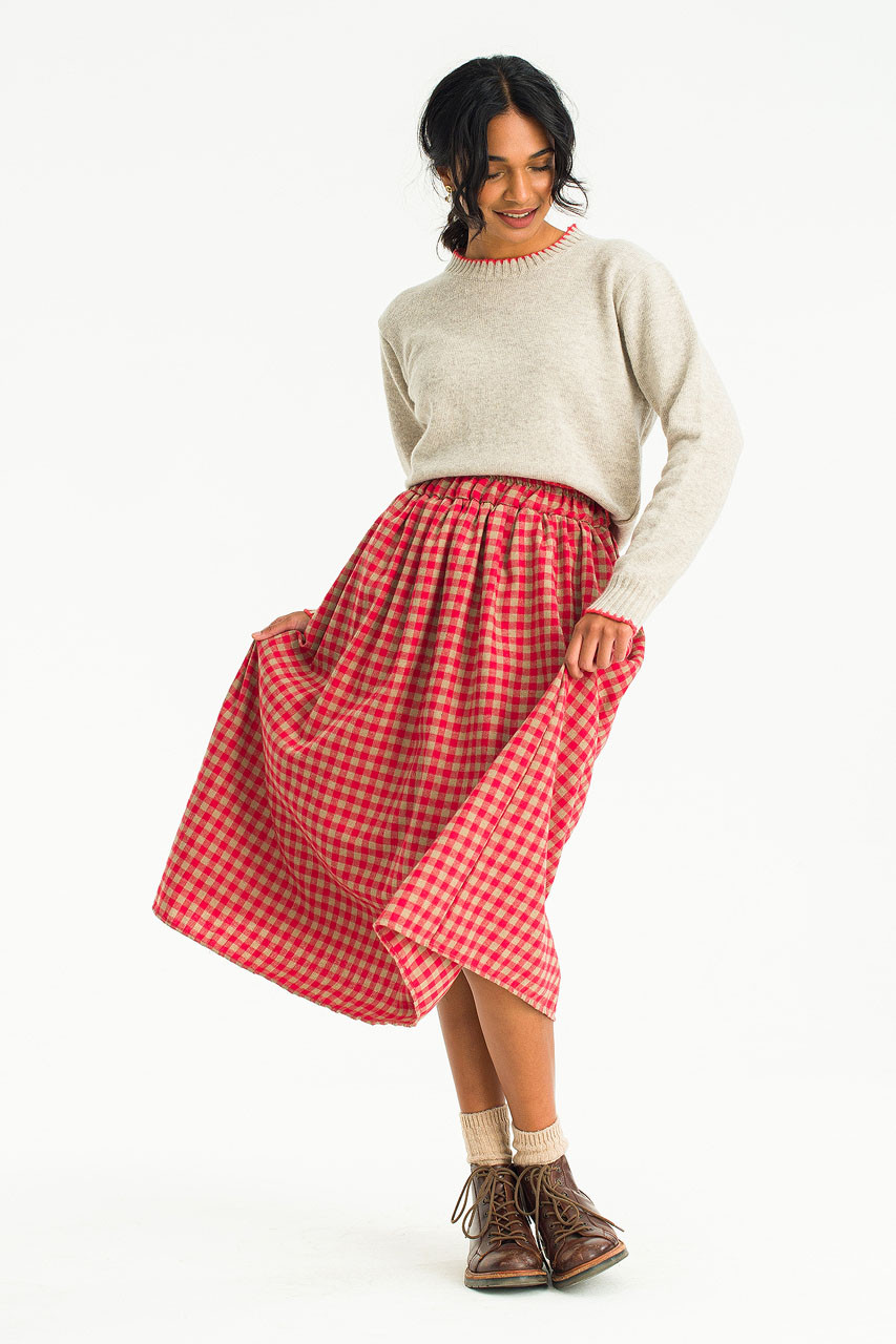 Tessa Gingham Skirt, Red