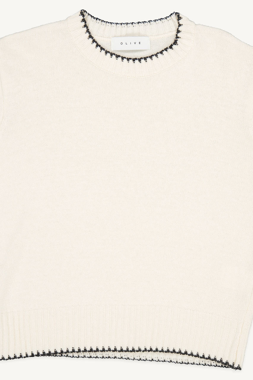 Contrast Stitch Jumper, Ivory