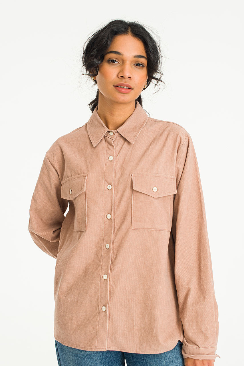 Twin Pocket Cotton Shirt, Pink