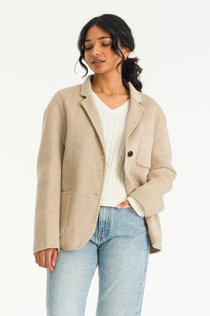 Jay Herringbone Seamless Jacket, Beige
