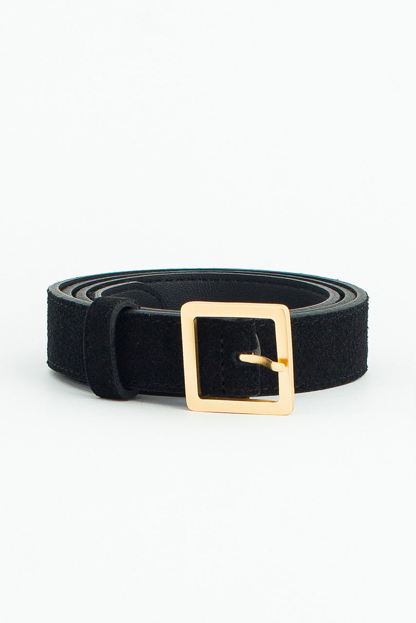 Suede Square Belt, Black