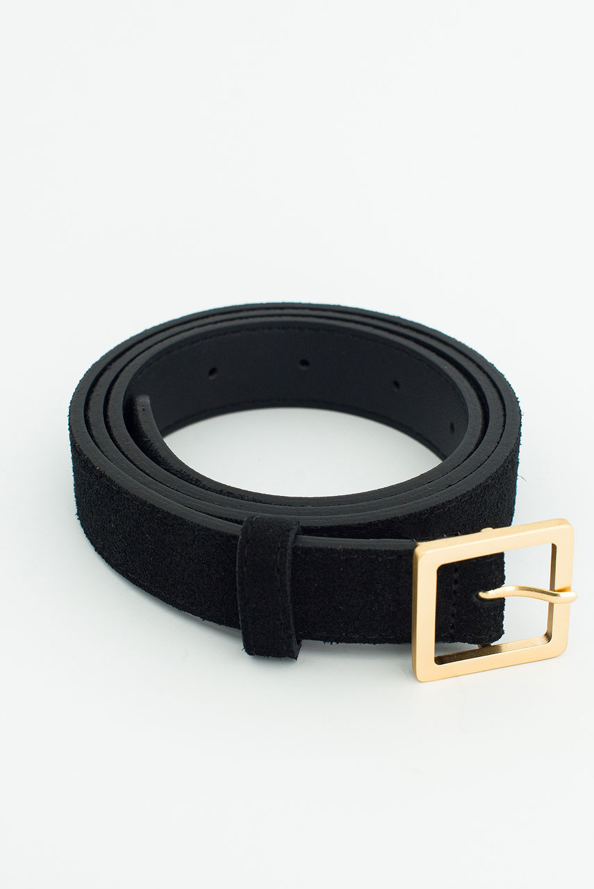 Suede Square Belt, Black