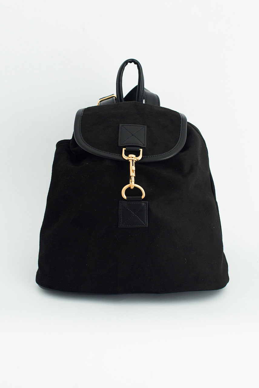 Faux Suede Back Pack, Black
