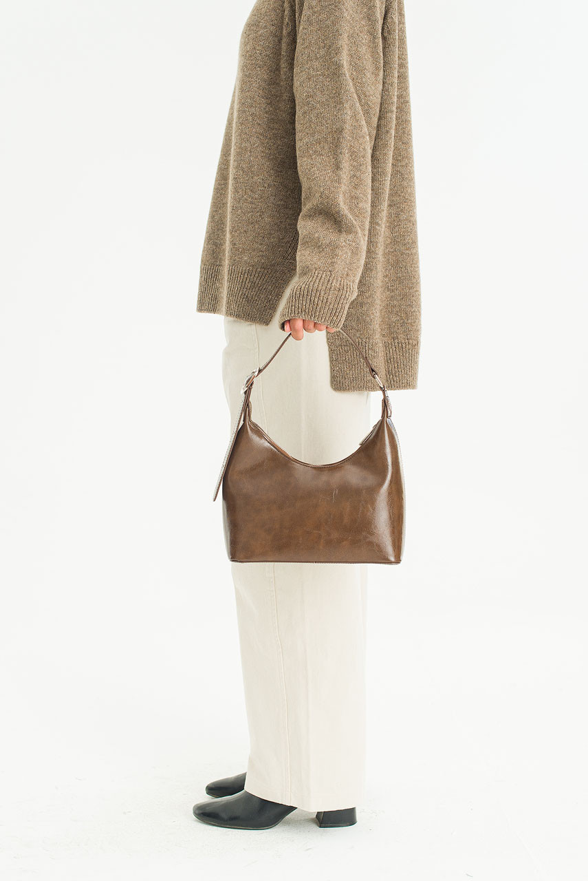 Buckle Shoulder Bag, Brown