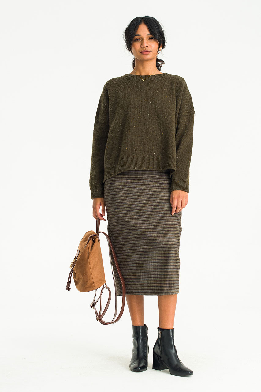 Boucle Round Neck Jumper, Khaki