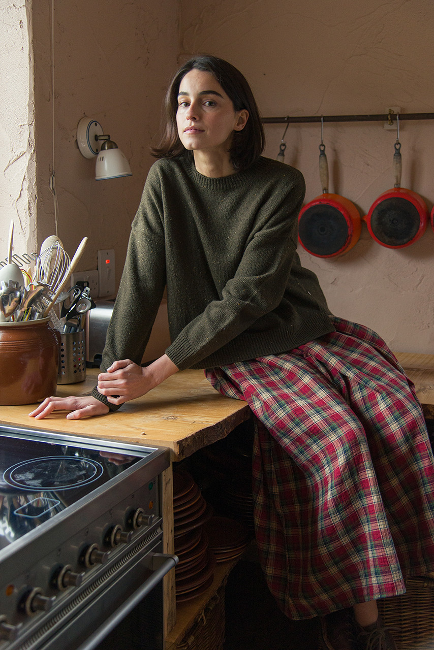 Boucle Round Neck Jumper, Khaki