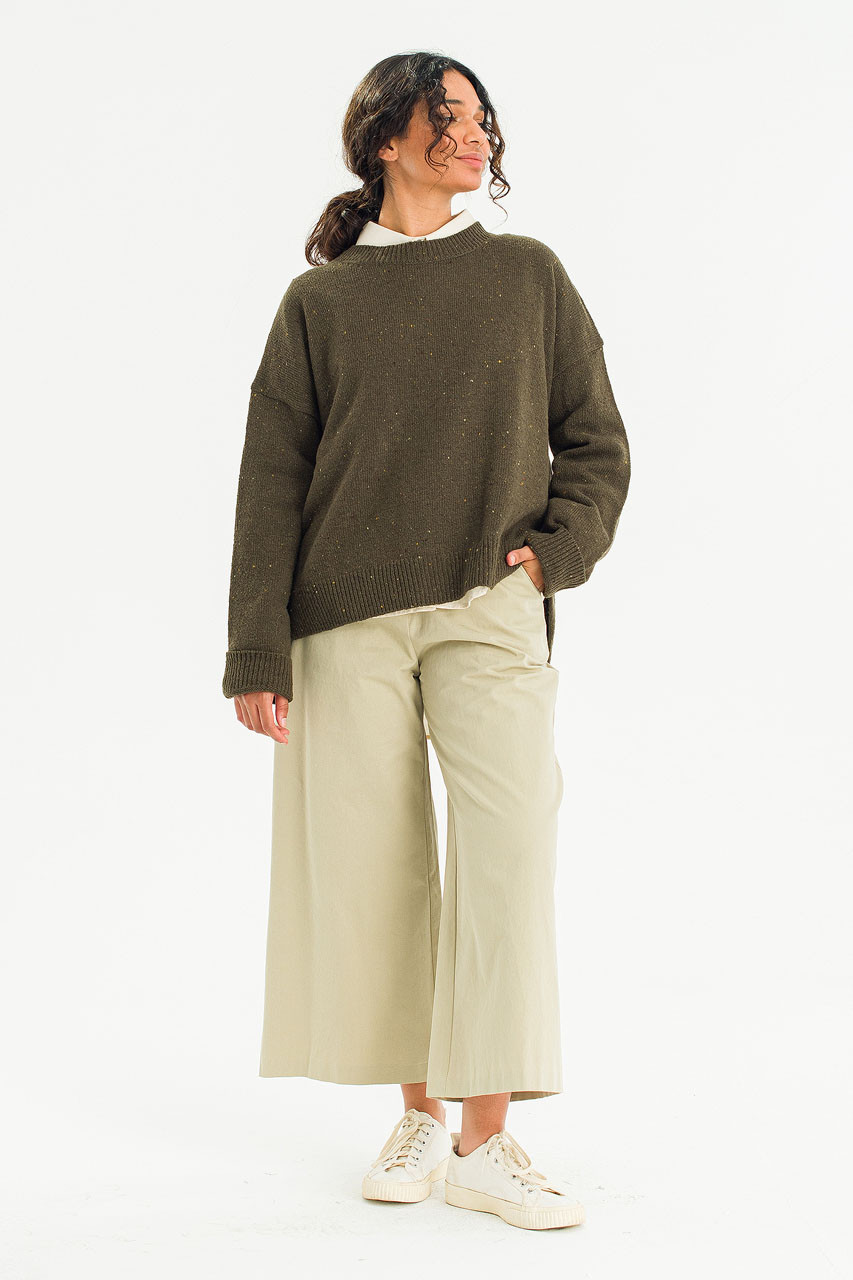 Boucle Round Neck Jumper, Khaki