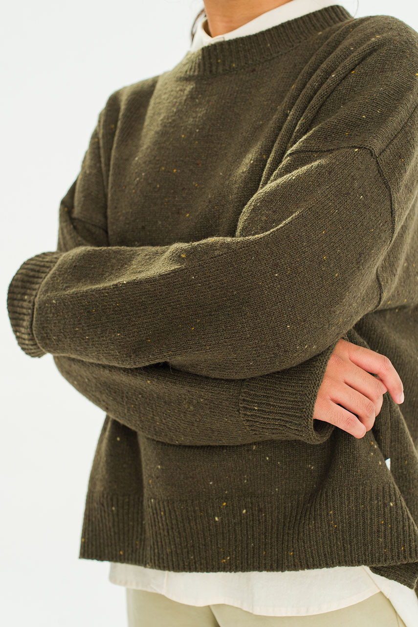 Boucle Round Neck Jumper, Khaki