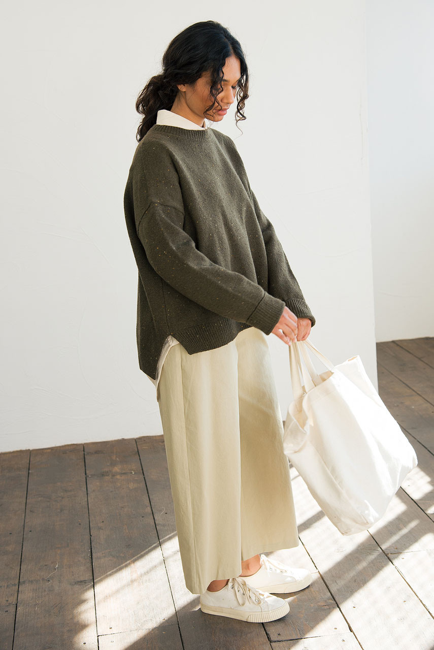 Boucle Round Neck Jumper, Khaki