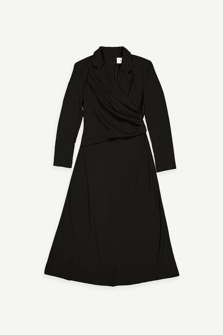 Twisted Point Long Dress, Black