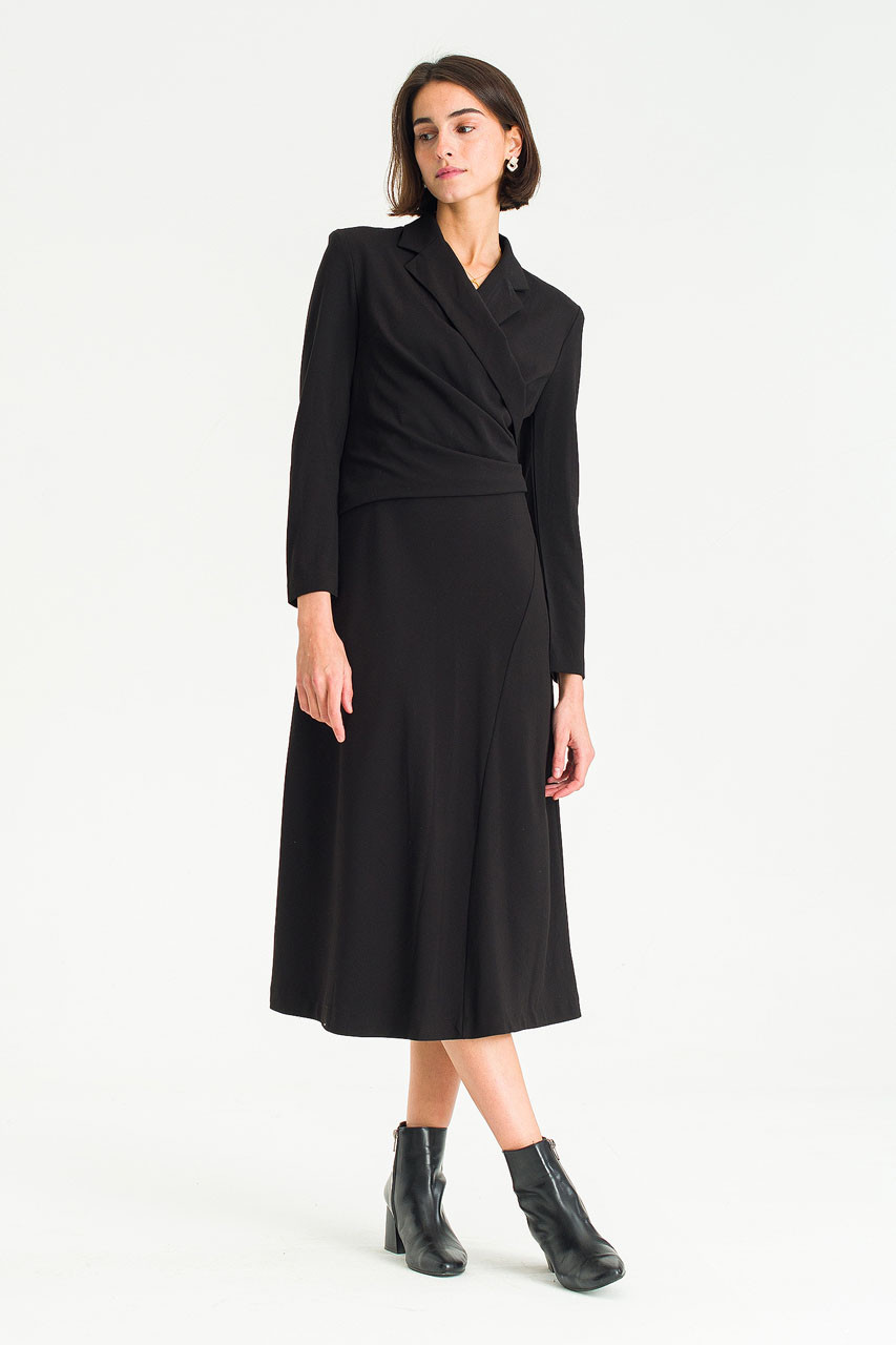 Twisted Point Long Dress, Black