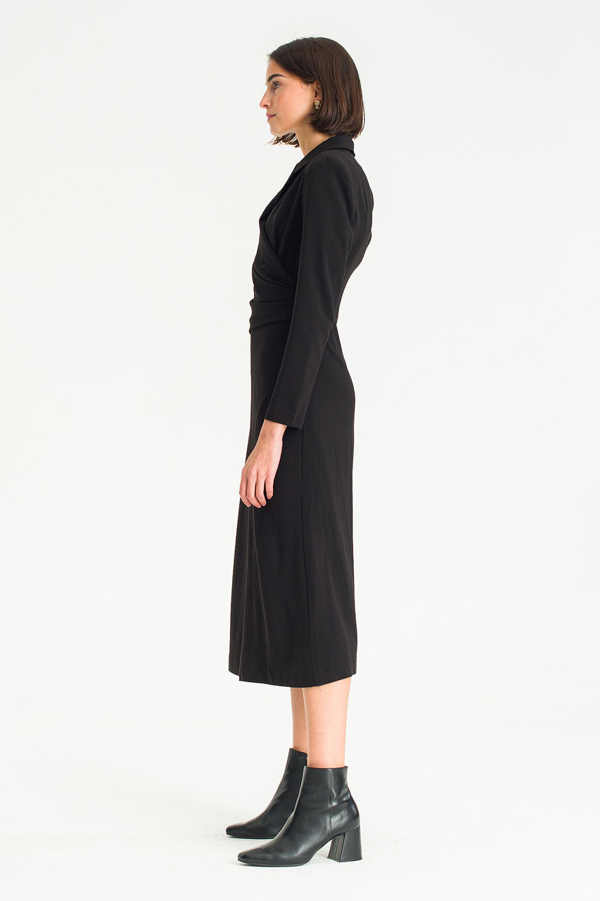 Twisted Point Long Dress, Black