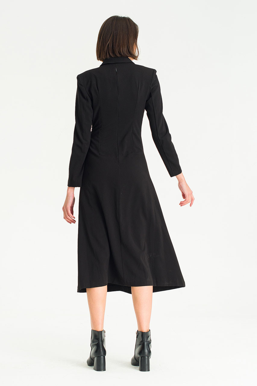 Twisted Point Long Dress, Black