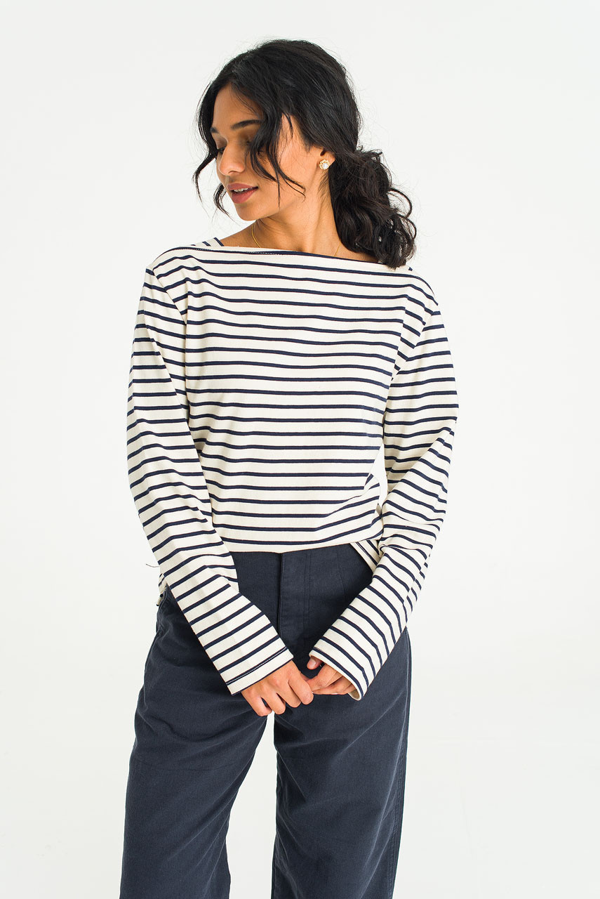 Noa Square Stripe Tee, Ivory