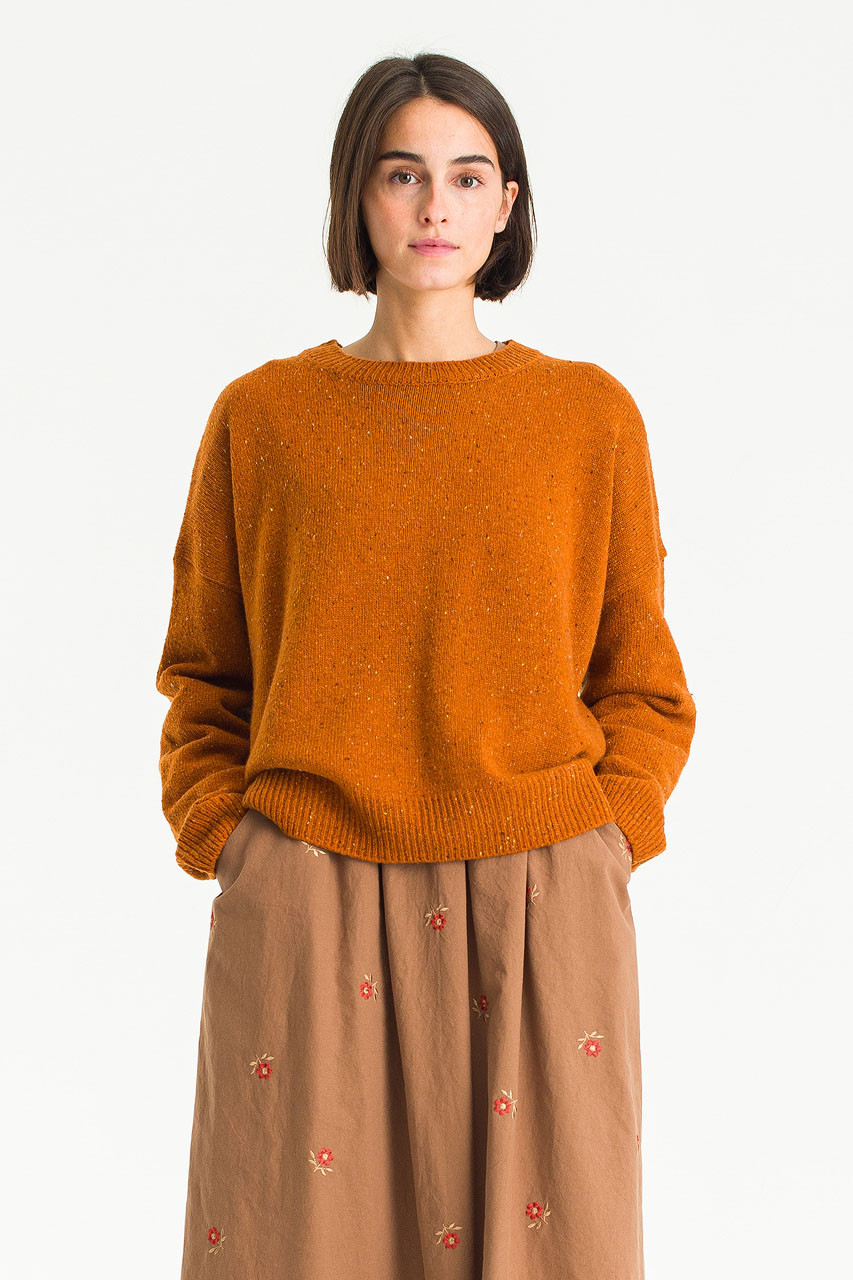 Boucle Round Neck Jumper, Pumpkin