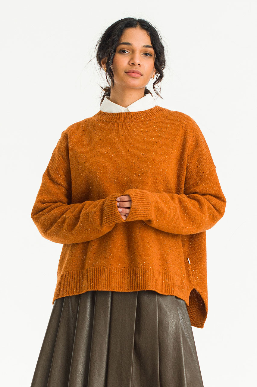 Boucle Round Neck Jumper, Pumpkin