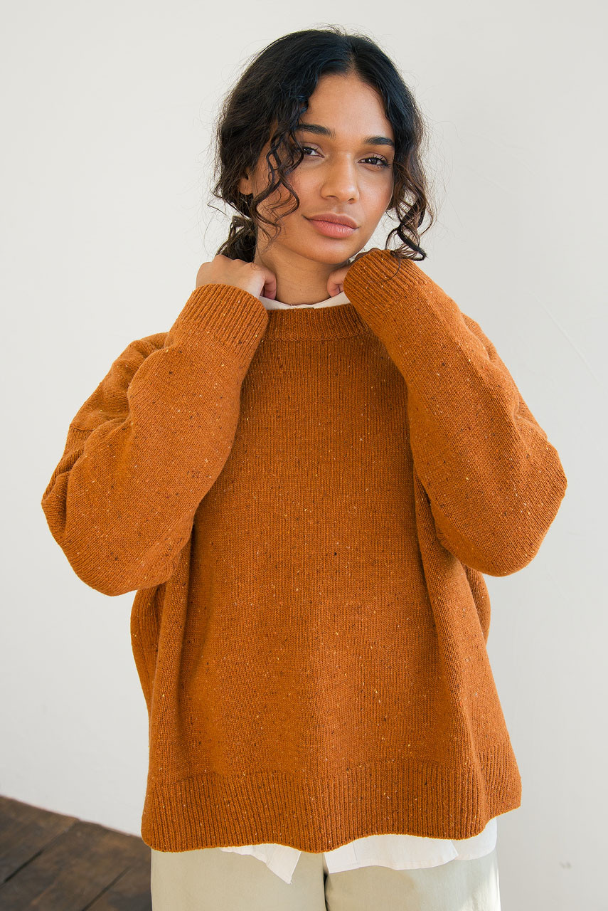 Boucle Round Neck Jumper, Pumpkin