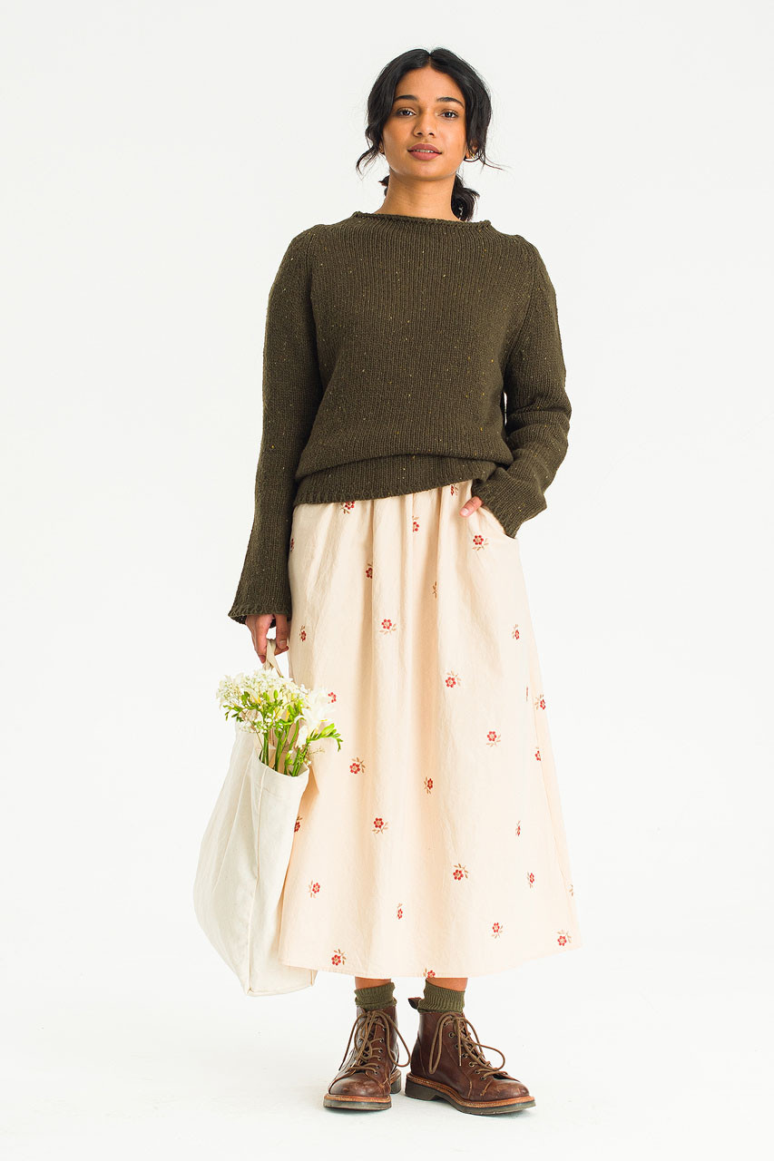 Flecked Fisherman Knit, Fern