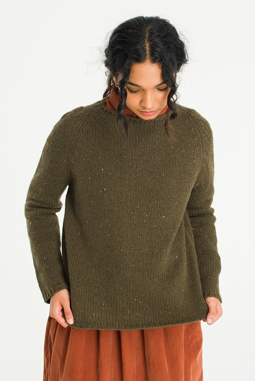 Flecked Fisherman Knit, Fern