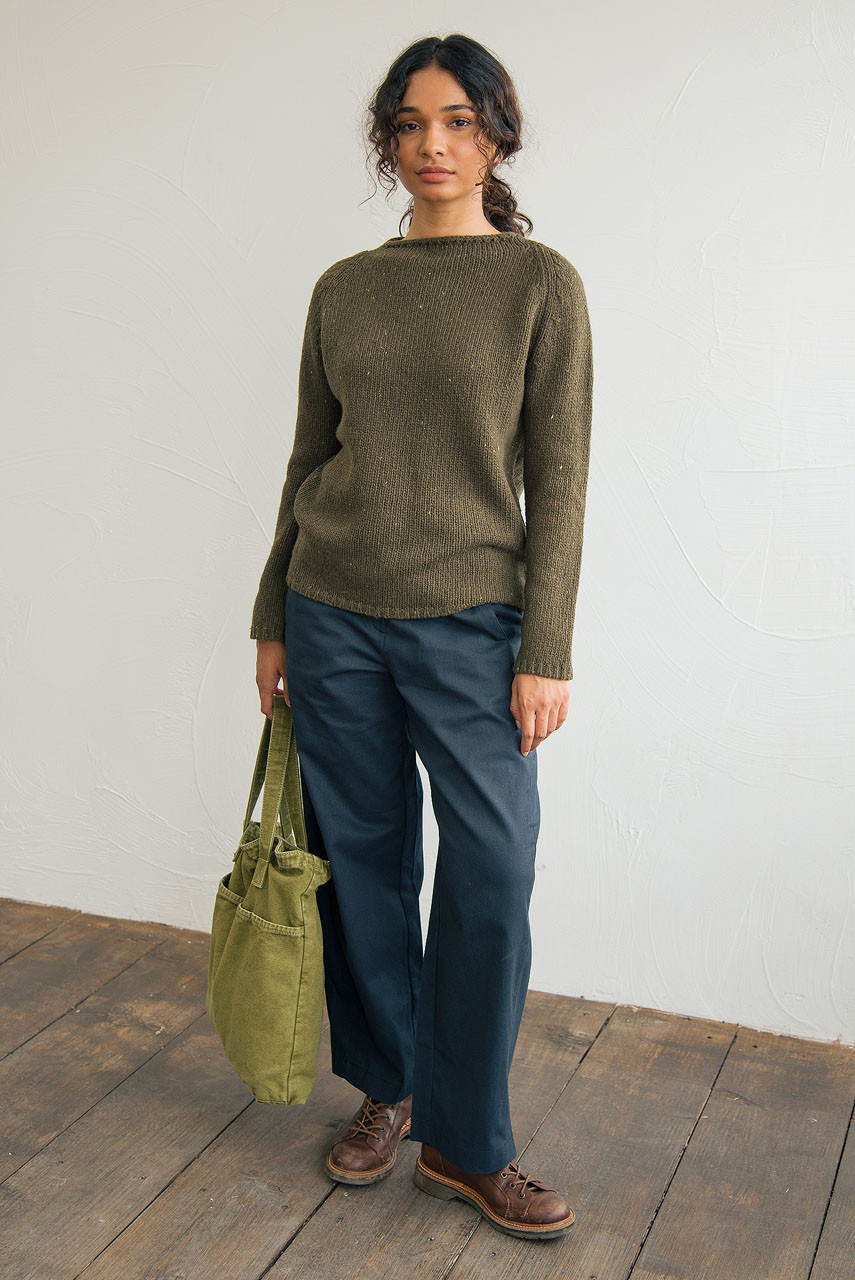 Flecked Fisherman Knit, Fern