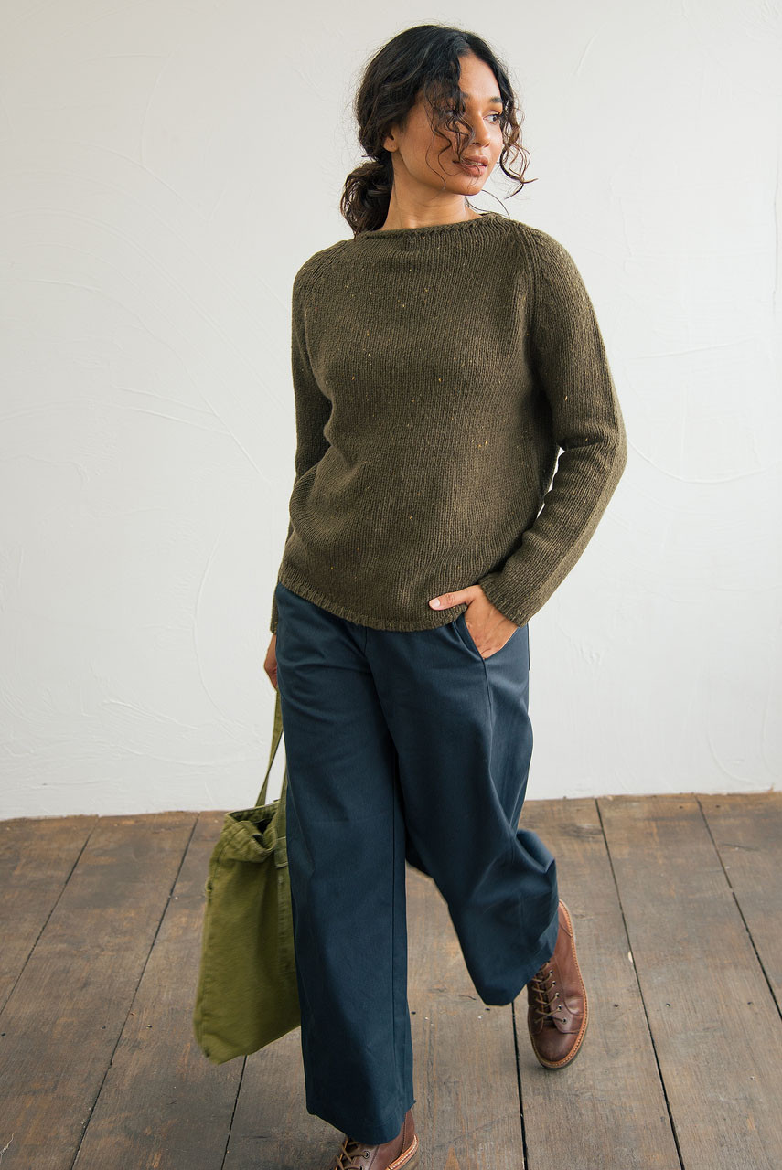 Flecked Fisherman Knit, Fern