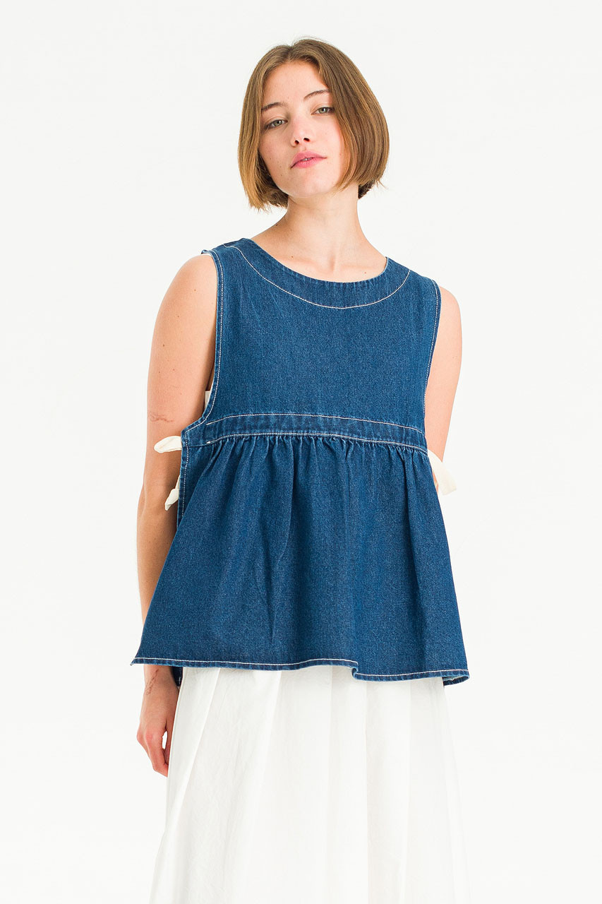 Faye Ribboned Vest, Denim