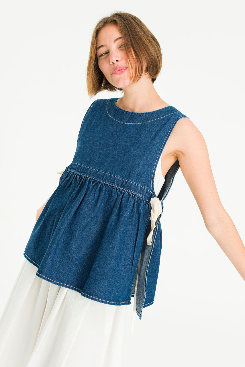 Faye Ribboned Vest, Denim