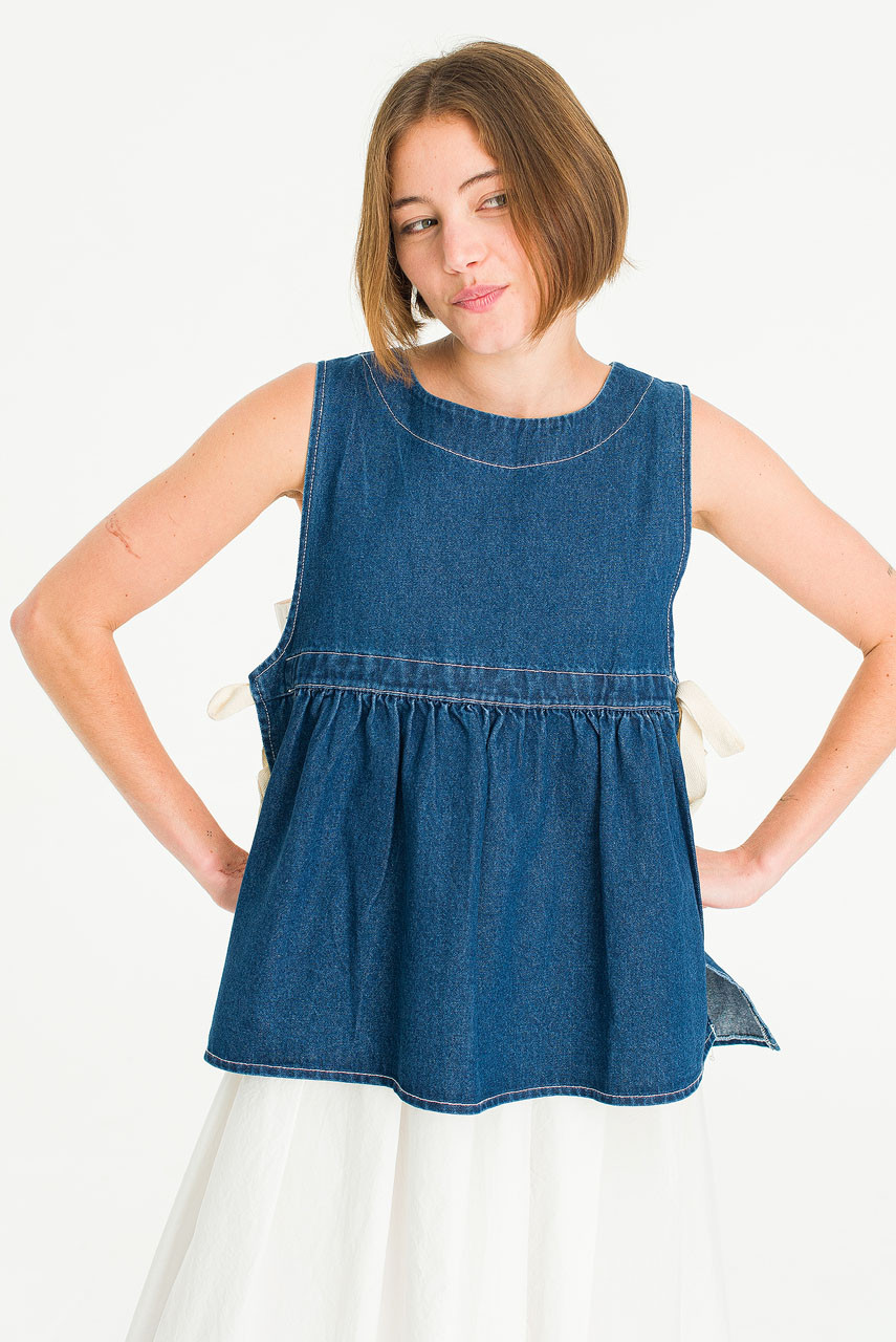 Faye Ribboned Vest, Denim