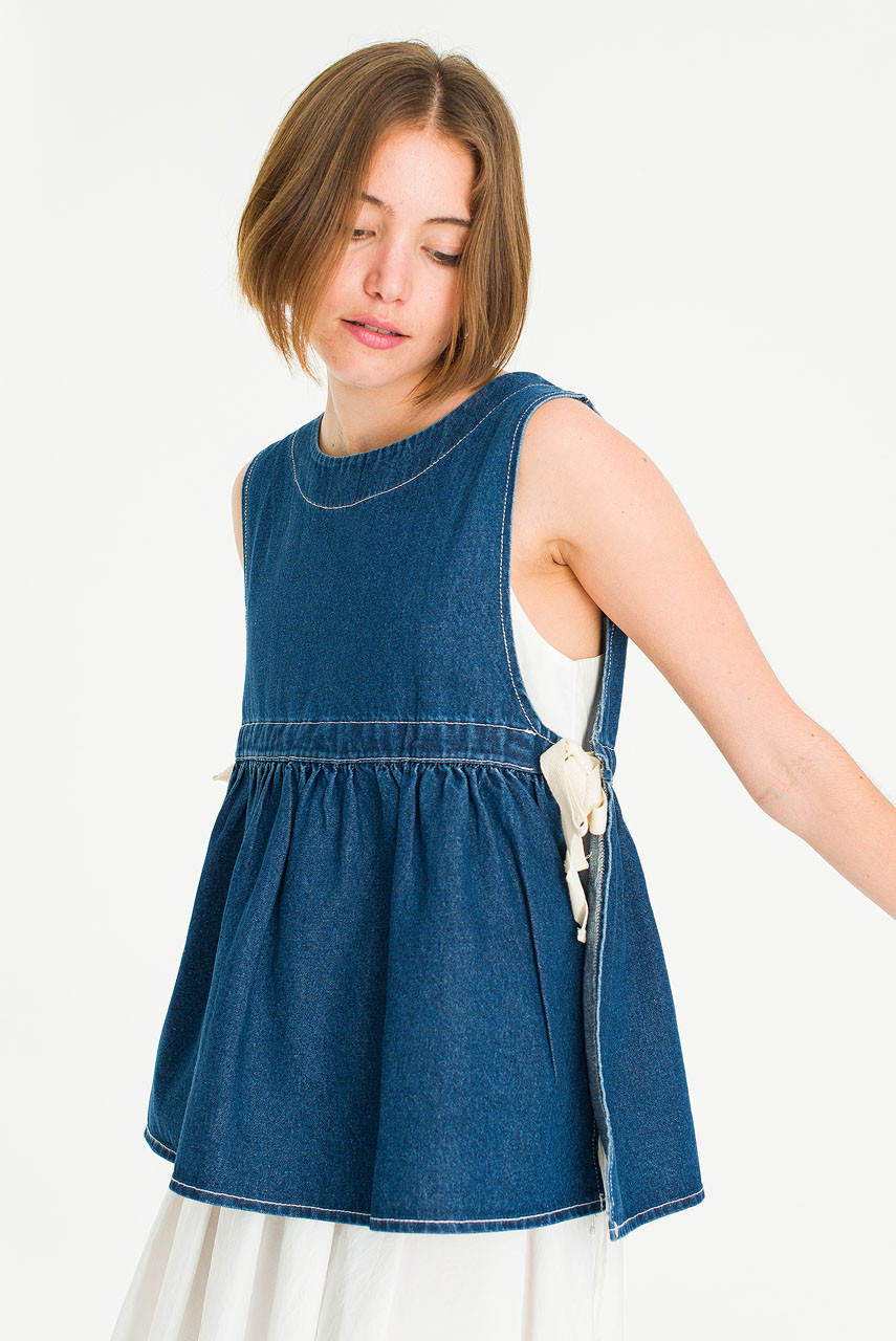 Faye Ribboned Vest, Denim