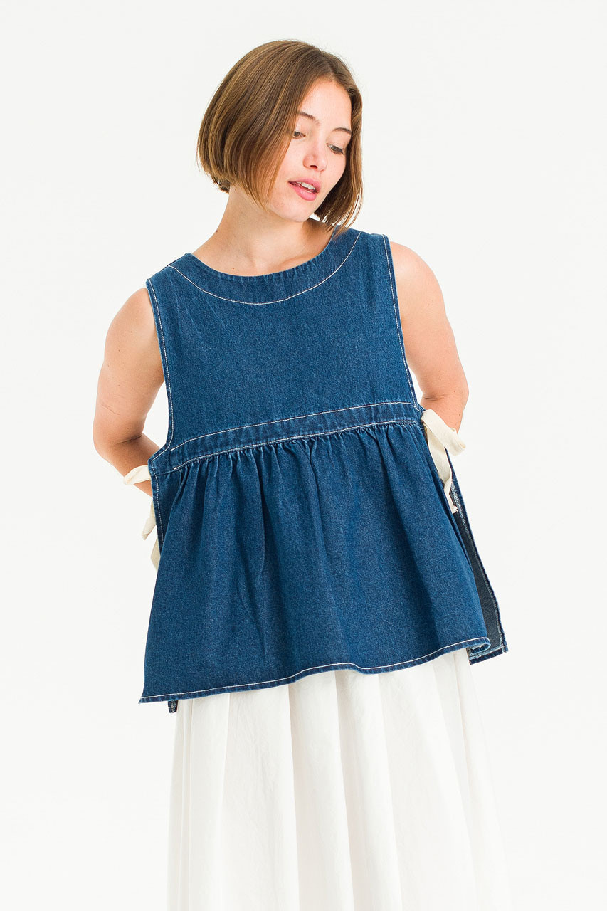 Faye Ribboned Vest, Denim