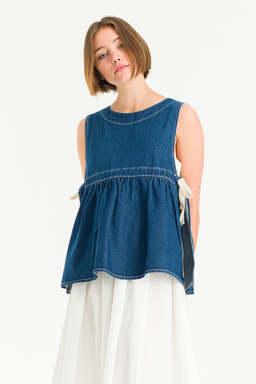 Faye Ribboned Vest, Denim
