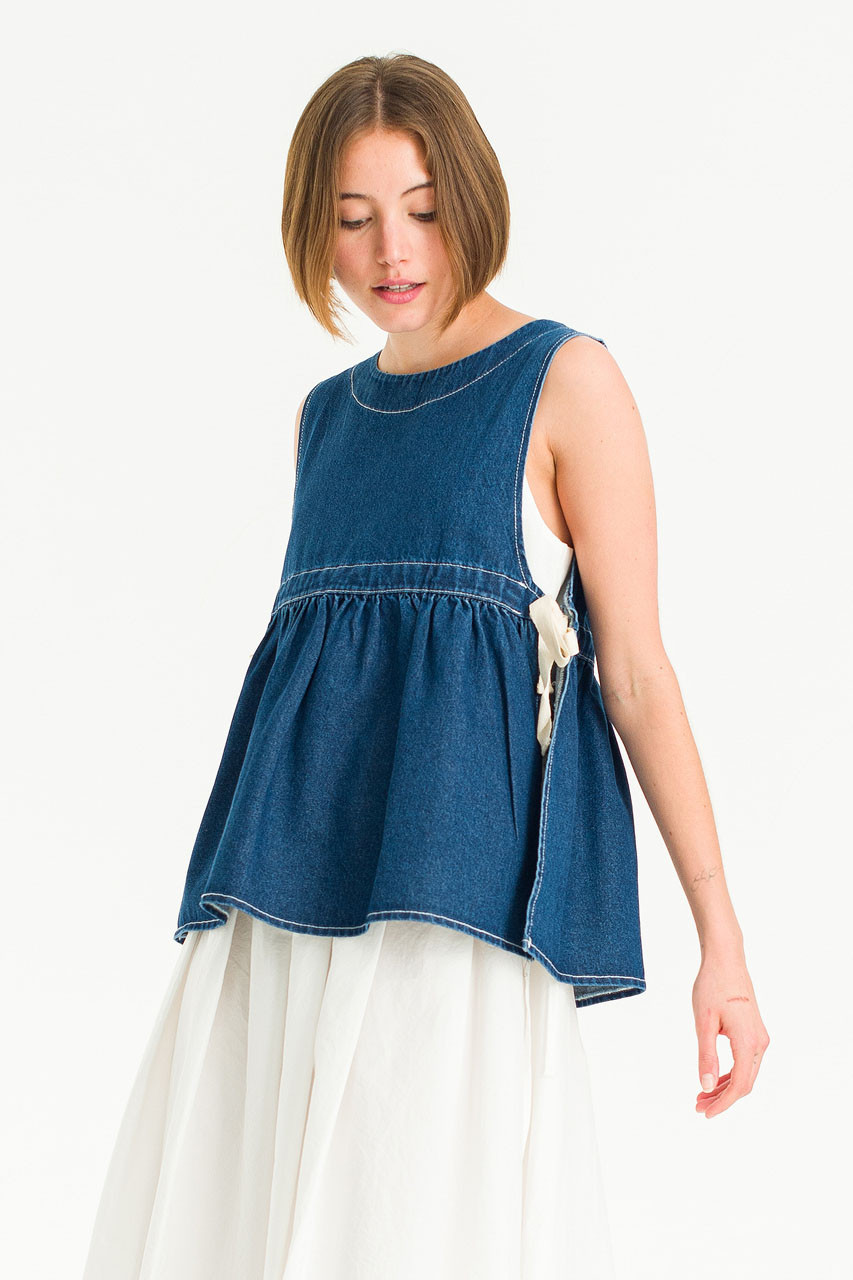 Faye Ribboned Vest, Denim