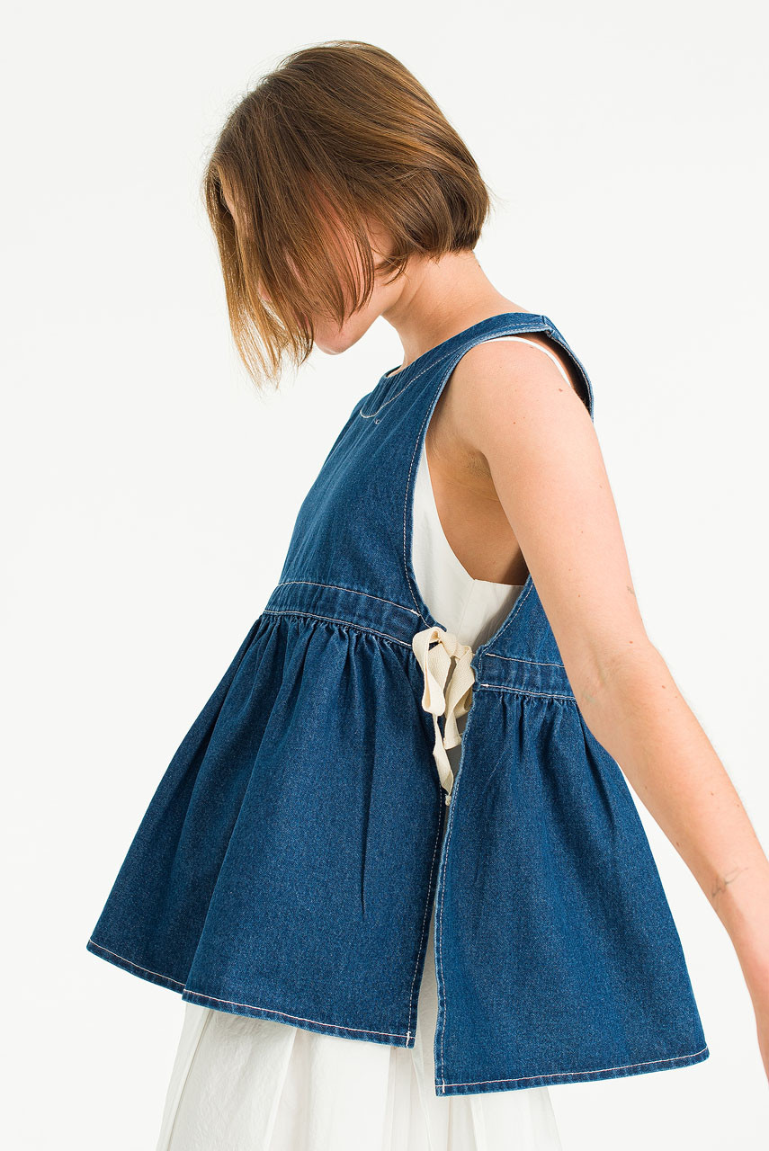 Faye Ribboned Vest, Denim