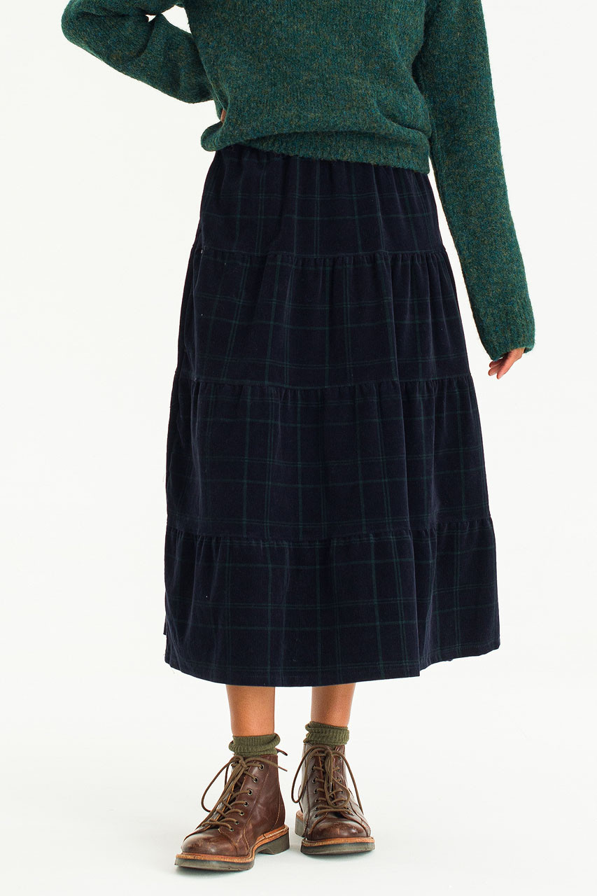 Hao Cord Tiered Skirt, Navy