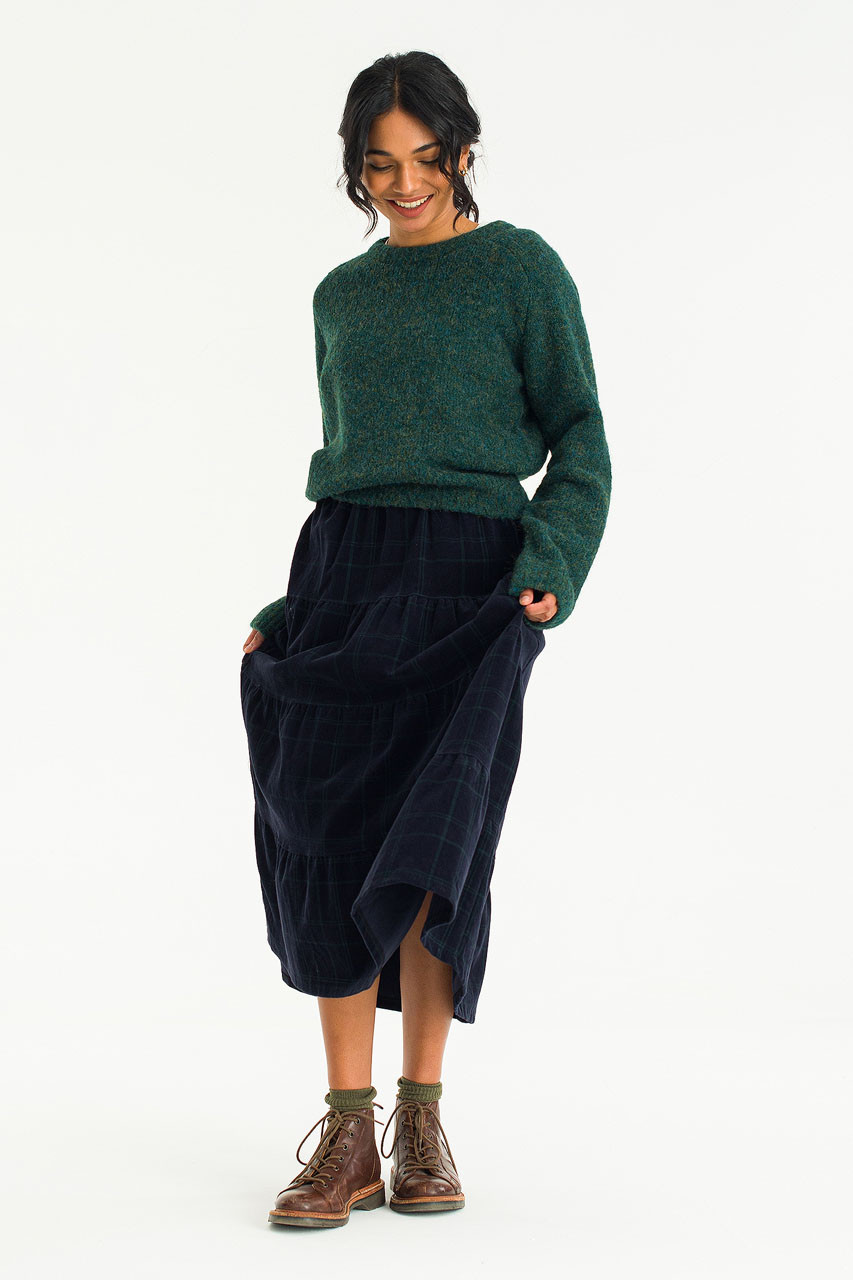 Hao Cord Tiered Skirt, Navy