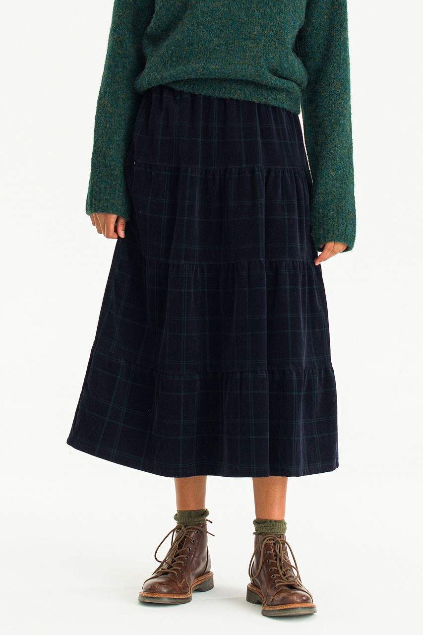 Hao Cord Tiered Skirt, Navy