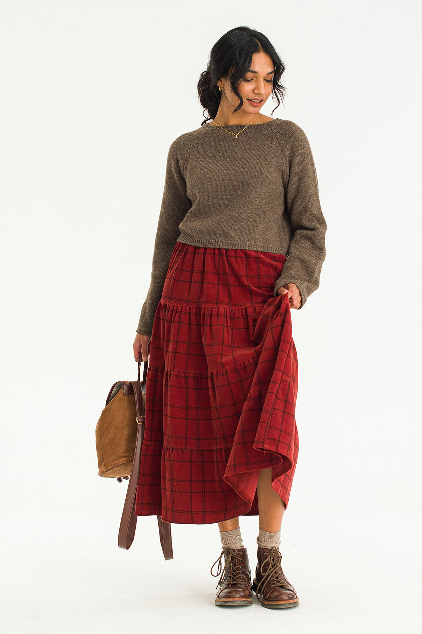 Hao Cord Tiered Skirt, Brick