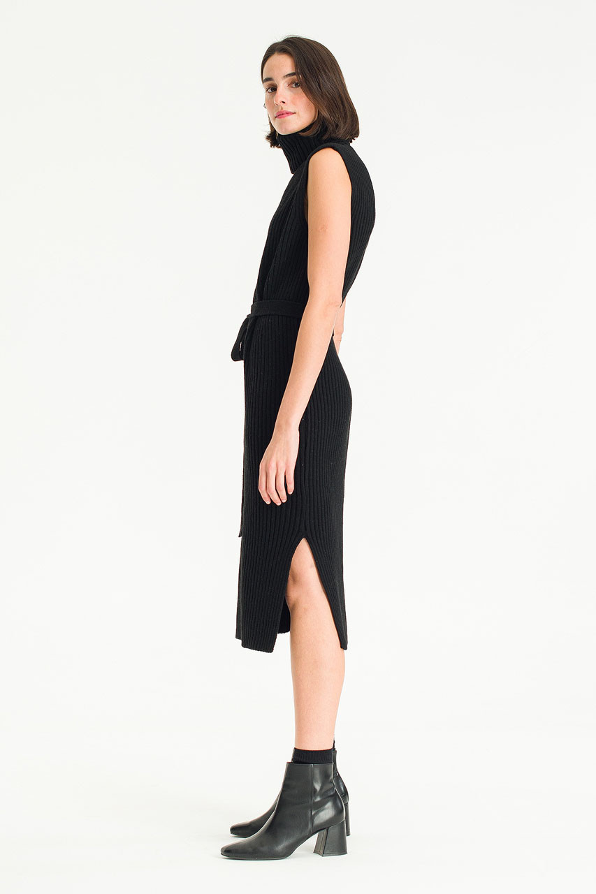 Akai Roll Neck Knit Dress, Black