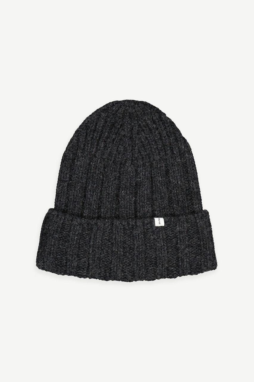 Aki Wool Beanie, Charcoal