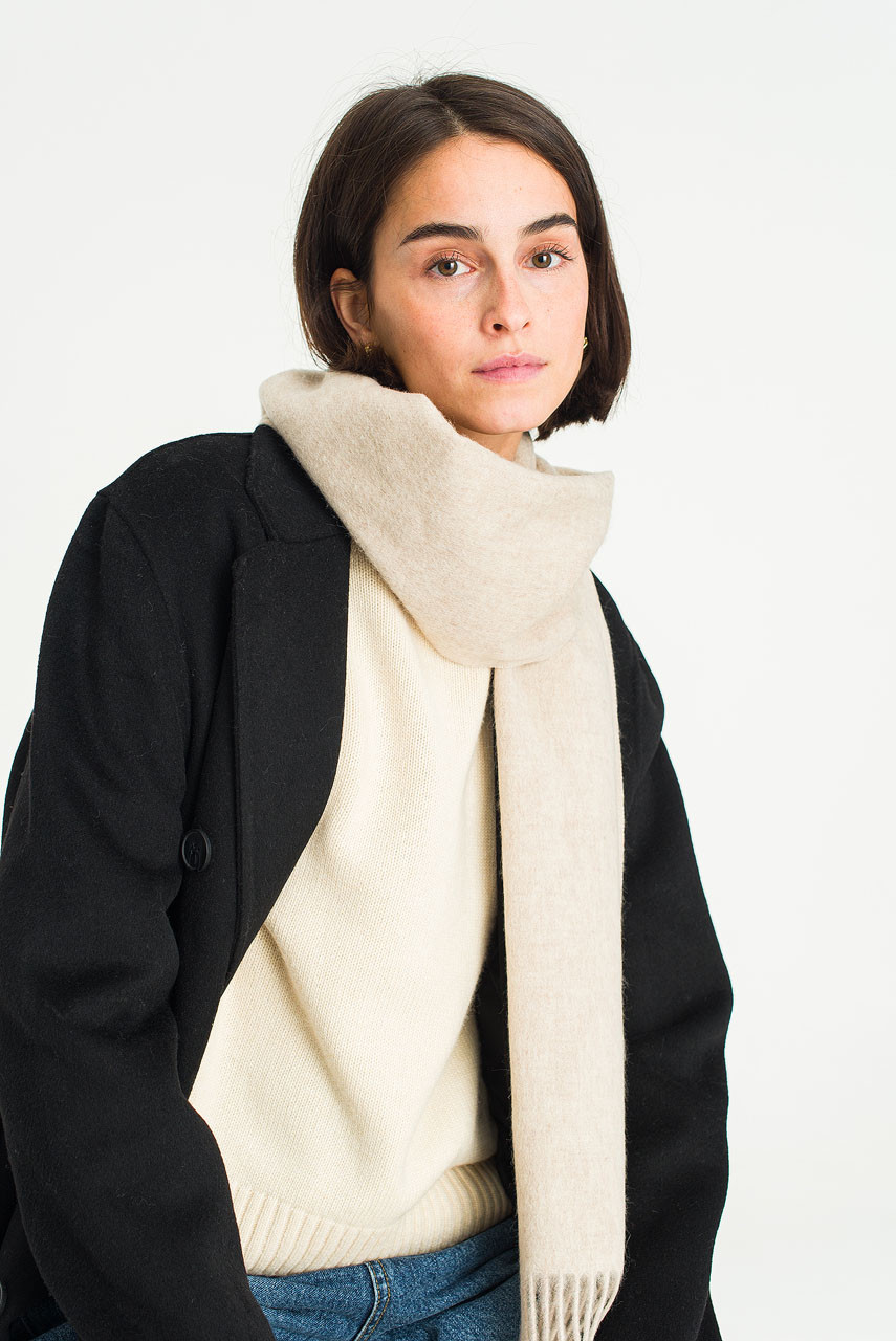 Aki Mini Wool Scarf, Oat